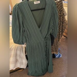 Showpo Green Striped Long Sleeve Dress